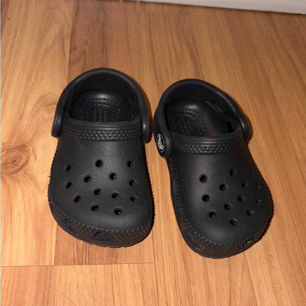 CROCS Black Water Shoes with Perforated Design and Pivoting Heel Strap